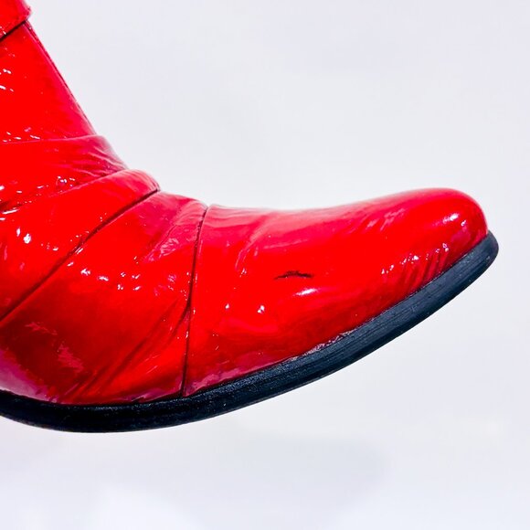 ARABÉSQUE Red patent leather ankle boots | Statement retro | Size 5.5 - Picture 7 of 9